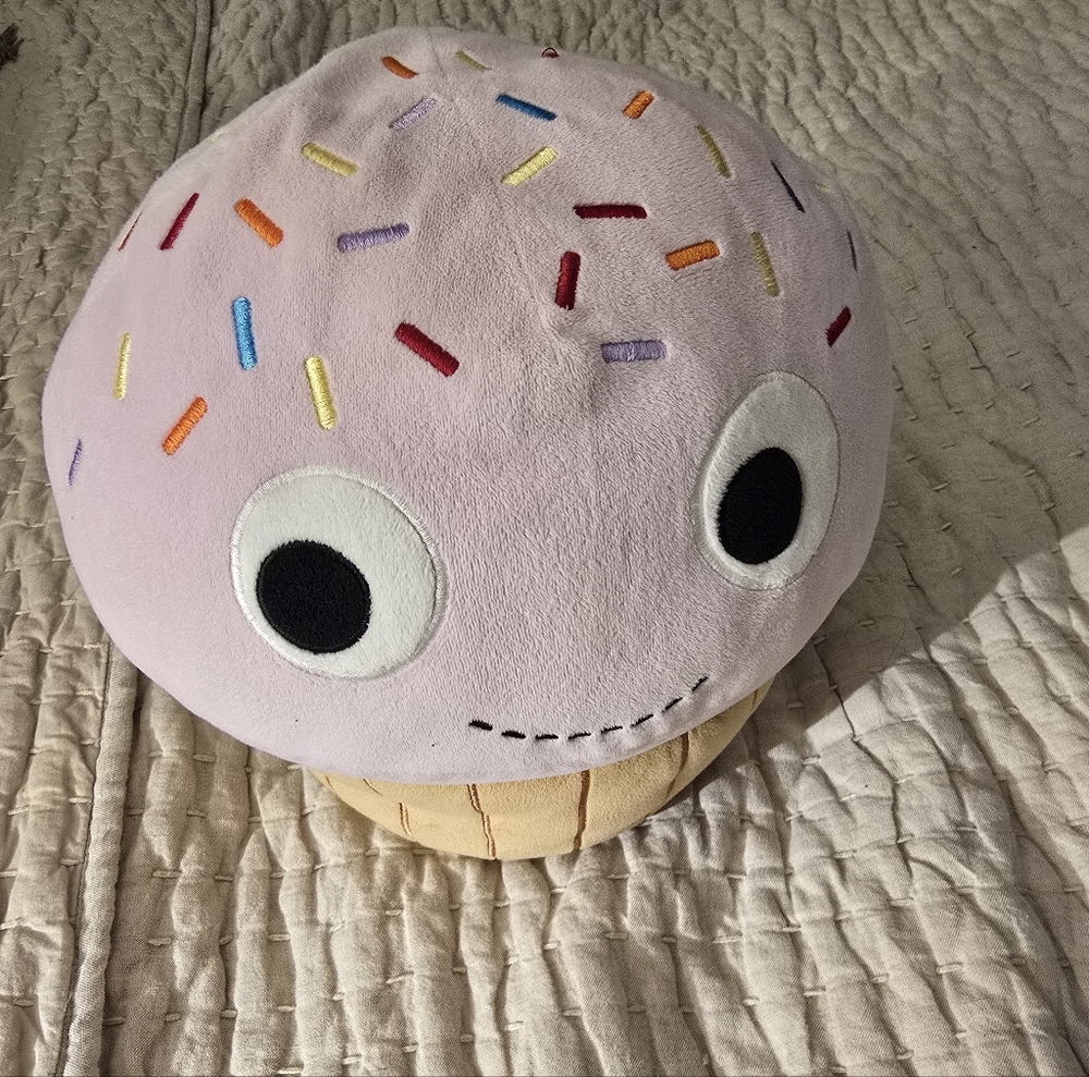 Plush Cupcake Pillow with Pink Frosting and Rainbow Sprinkles